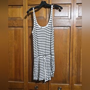 Black and White Striped Sleeveless Romper